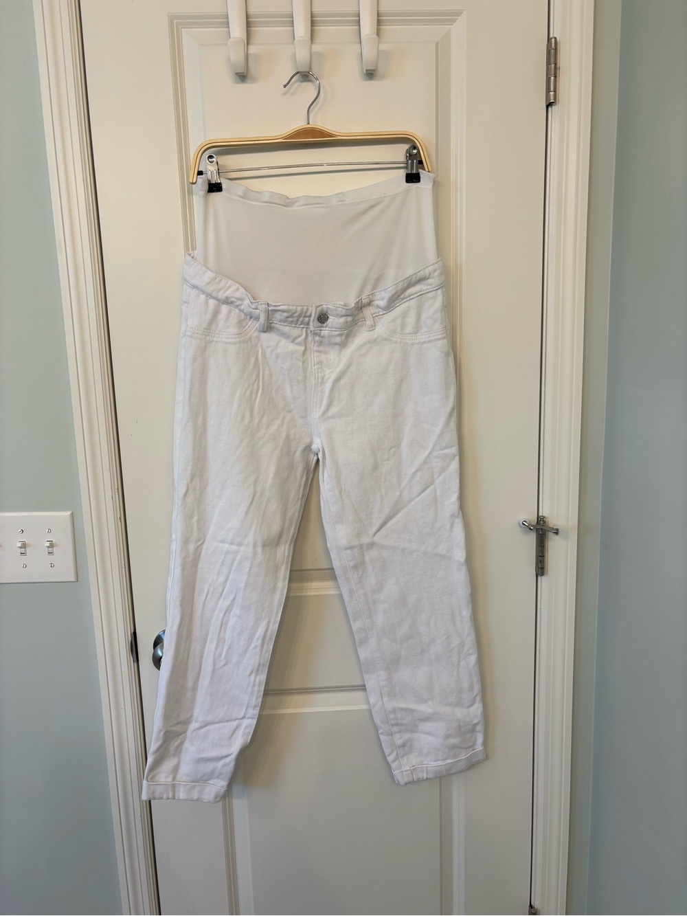 SHEIN White Maternity Jeggings with Stretch Panel